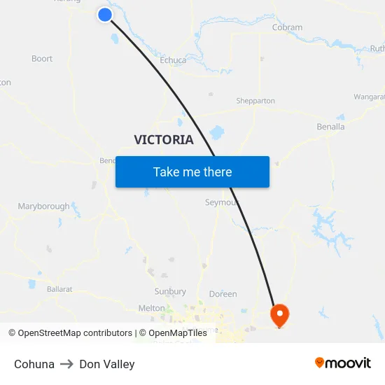 Cohuna to Don Valley map