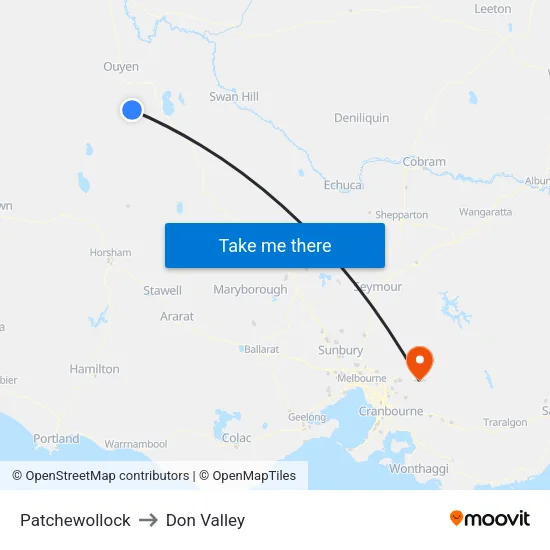Patchewollock to Don Valley map