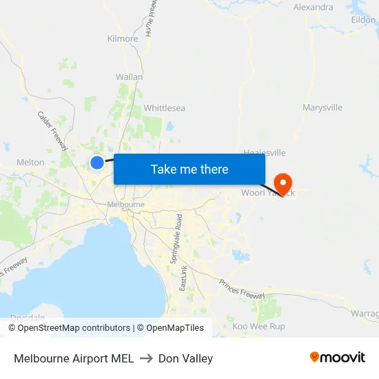 Melbourne Airport MEL to Don Valley map