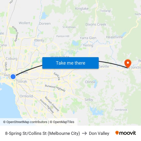 8-Spring St/Collins St (Melbourne City) to Don Valley map