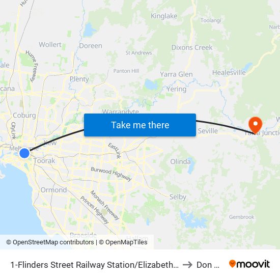 1-Flinders Street Railway Station/Elizabeth St (Melbourne City) to Don Valley map