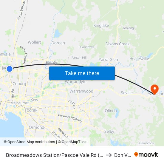 Broadmeadows Station/Pascoe Vale Rd (Broadmeadows) to Don Valley map