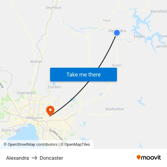 Alexandra to Doncaster map