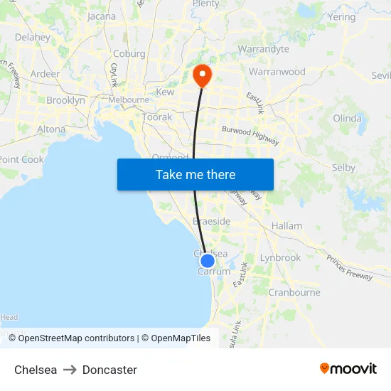 Chelsea to Doncaster map