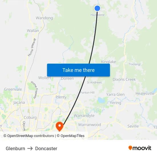 Glenburn to Doncaster map