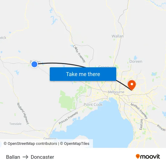 Ballan to Doncaster map