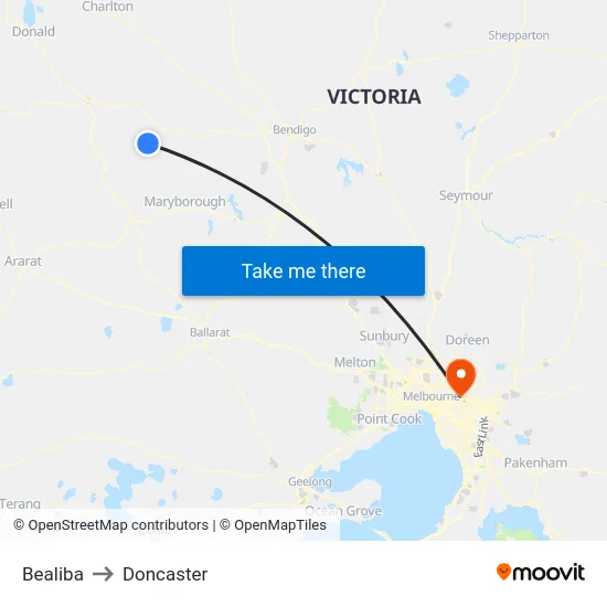 Bealiba to Doncaster map