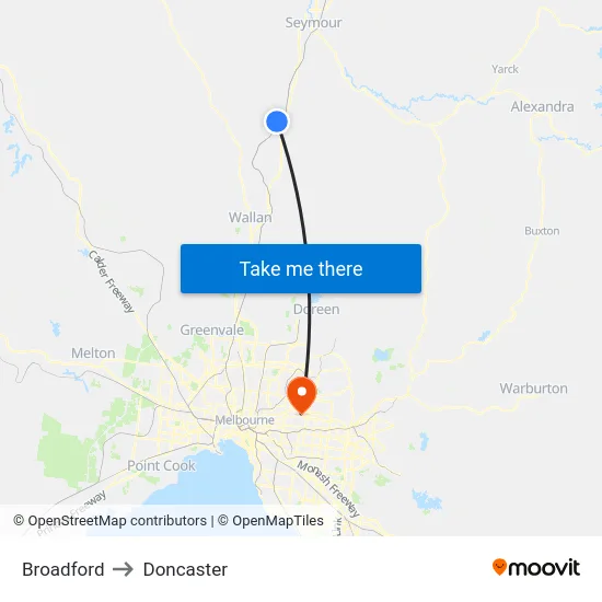 Broadford to Doncaster map