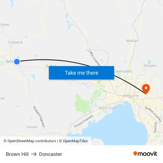 Brown Hill to Doncaster map