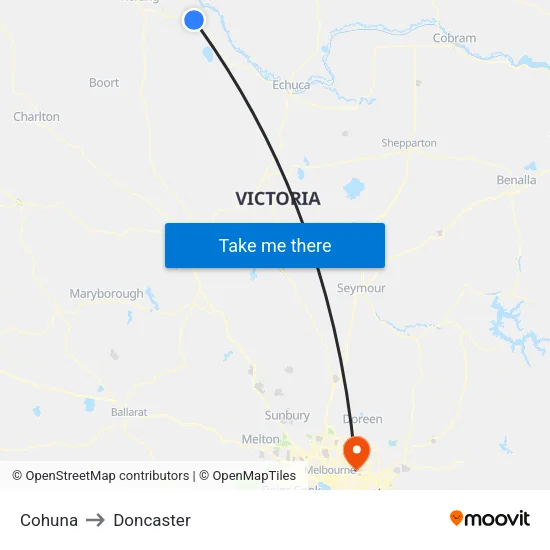 Cohuna to Doncaster map