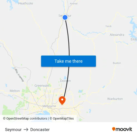 Seymour to Doncaster map