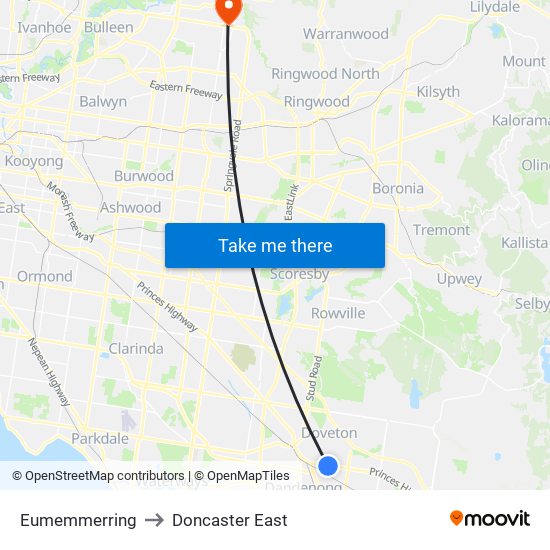 Eumemmerring to Doncaster East map