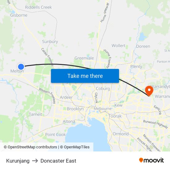 Kurunjang to Doncaster East map