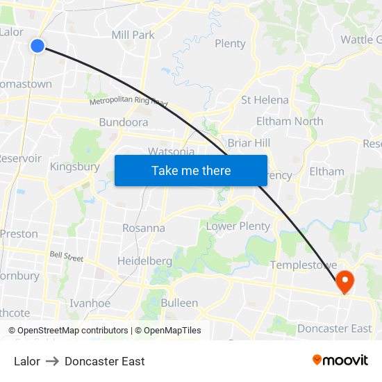 Lalor to Doncaster East map