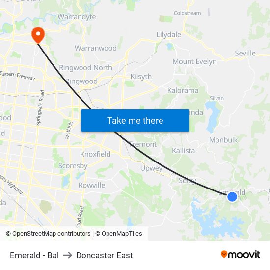 Emerald - Bal to Doncaster East map