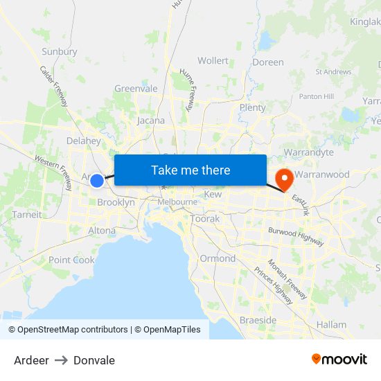 Ardeer to Donvale map