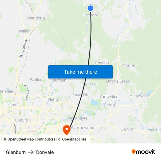 Glenburn to Donvale map