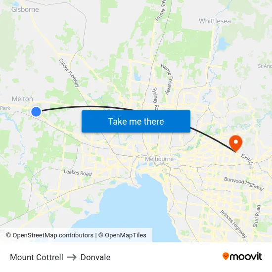 Mount Cottrell to Donvale map