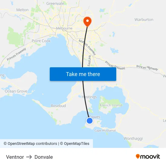 Ventnor to Donvale map