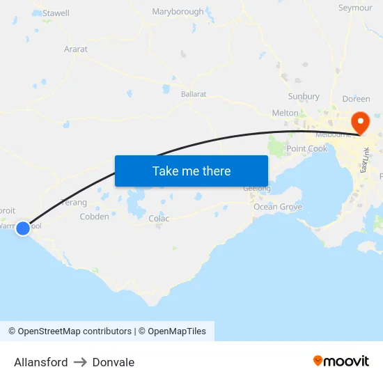 Allansford to Donvale map
