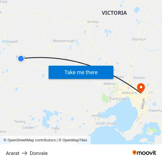 Ararat to Donvale map