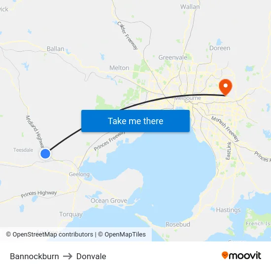 Bannockburn to Donvale map