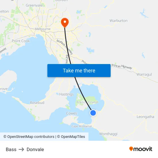 Bass to Donvale map