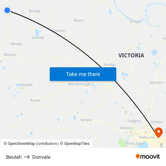 Beulah to Donvale map