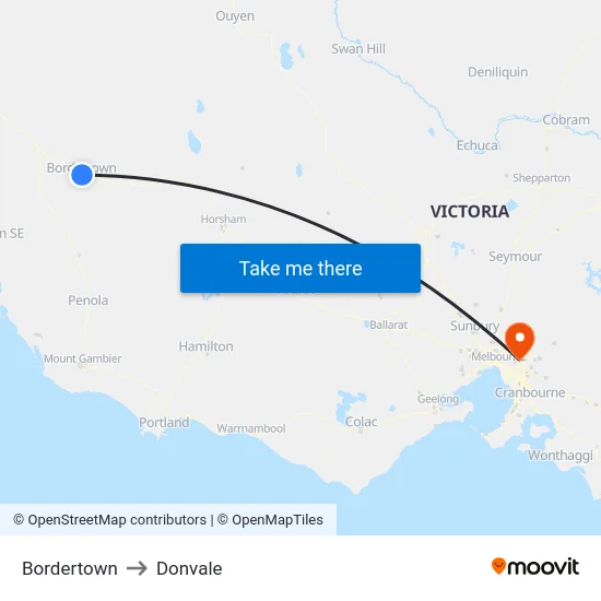 Bordertown to Donvale map