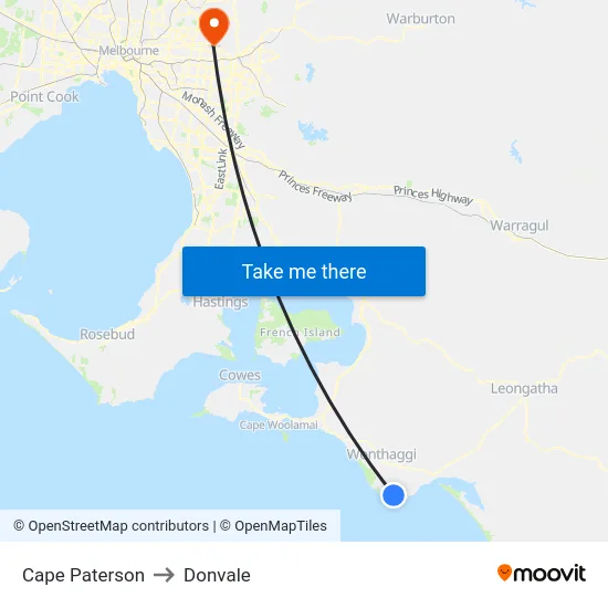 Cape Paterson to Donvale map