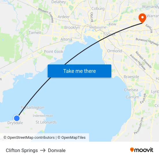 Clifton Springs to Donvale map