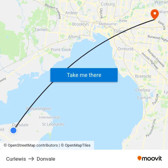 Curlewis to Donvale map