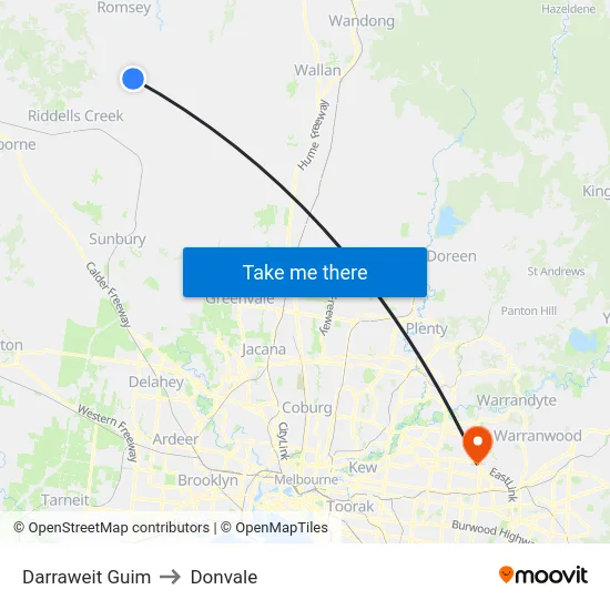 Darraweit Guim to Donvale map