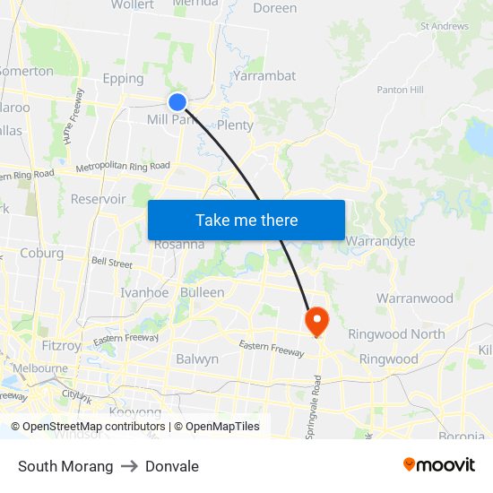 South Morang to Donvale map