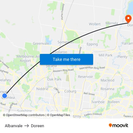 Albanvale to Doreen map