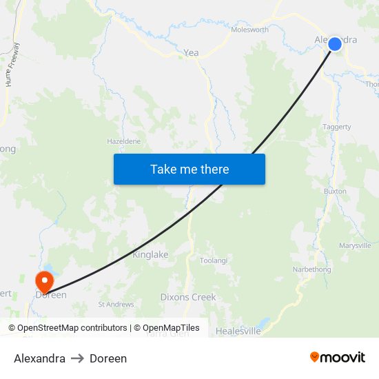 Alexandra to Doreen map