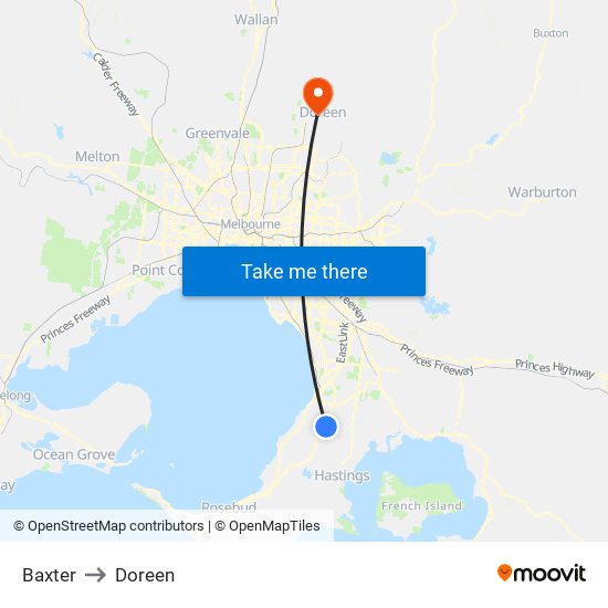 Baxter to Doreen map