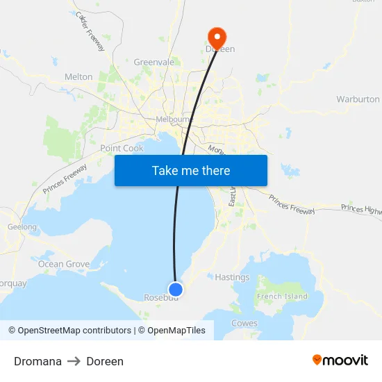 Dromana to Doreen map
