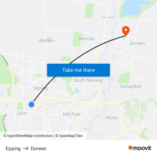 Epping to Doreen map