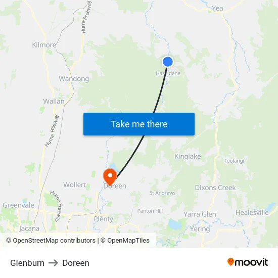 Glenburn to Doreen map