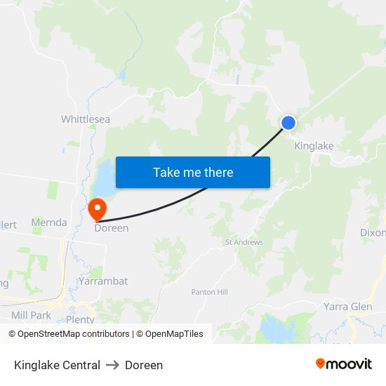 Kinglake Central to Doreen map