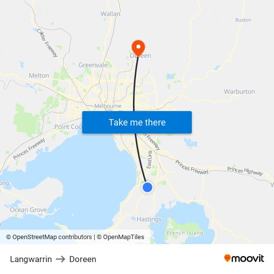 Langwarrin to Doreen map