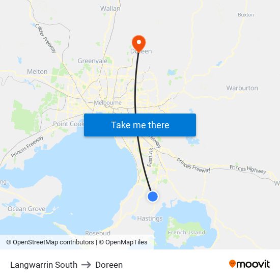 Langwarrin South to Doreen map