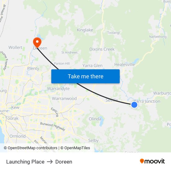 Launching Place to Doreen map