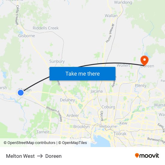 Melton West to Doreen map