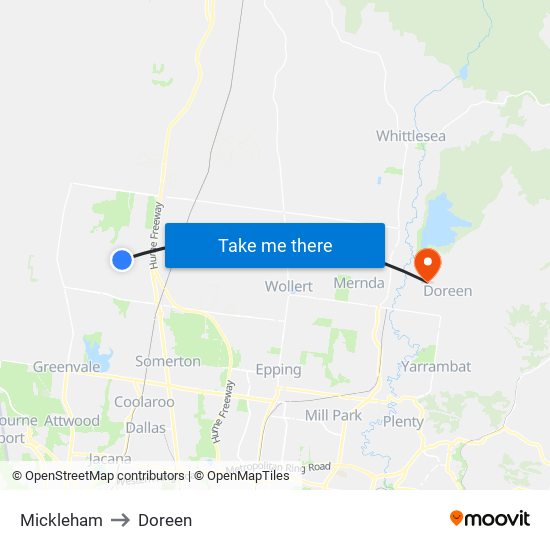 Mickleham to Doreen map