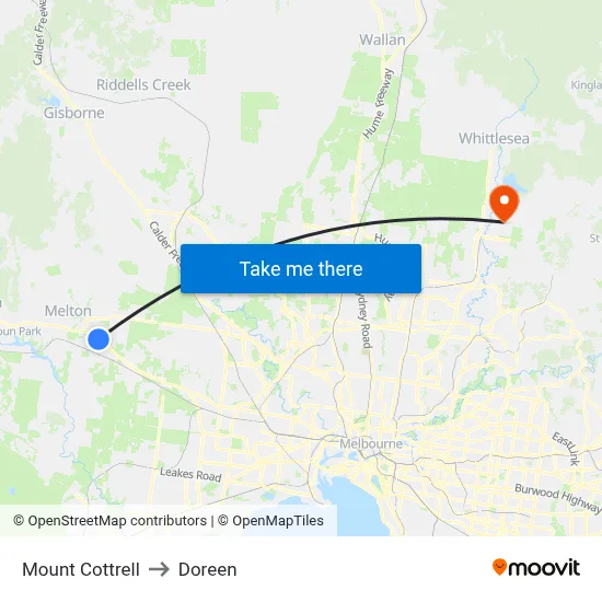 Mount Cottrell to Doreen map