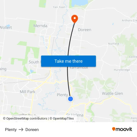 Plenty to Doreen map