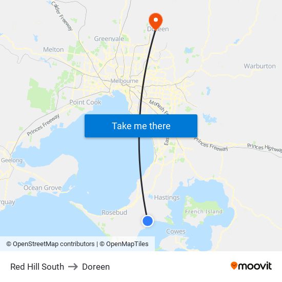 Red Hill South to Doreen map