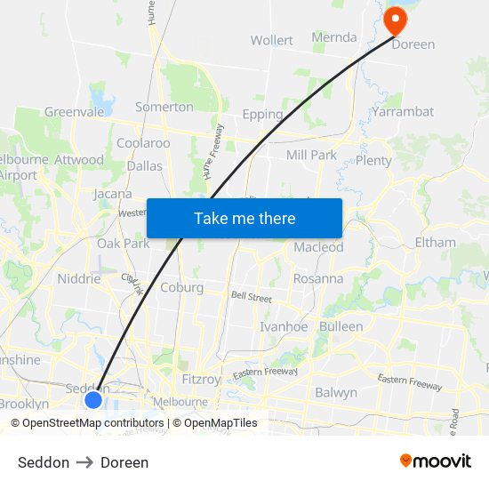 Seddon to Doreen map